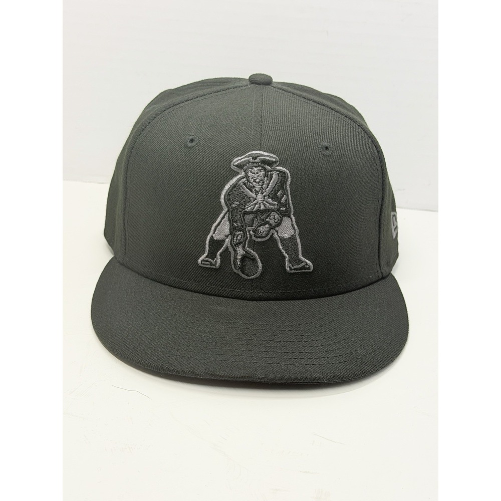 New Era New England Patriots 59FIFTY Fitted Hat 7 1/8 Black Gray Throwback